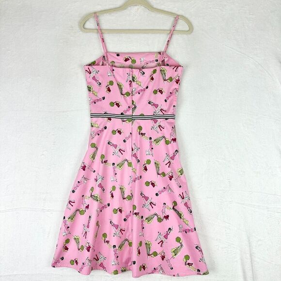 Vintage Byer Too Dog Park Mini Dress Size 9 Modern 4 Pink Retro Bow Detail - Picture 2 of 9